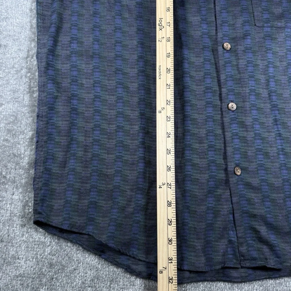 Jhane Barnes Mens‎ Large Blue Purple Jacquard Cotton Button Down Shirt